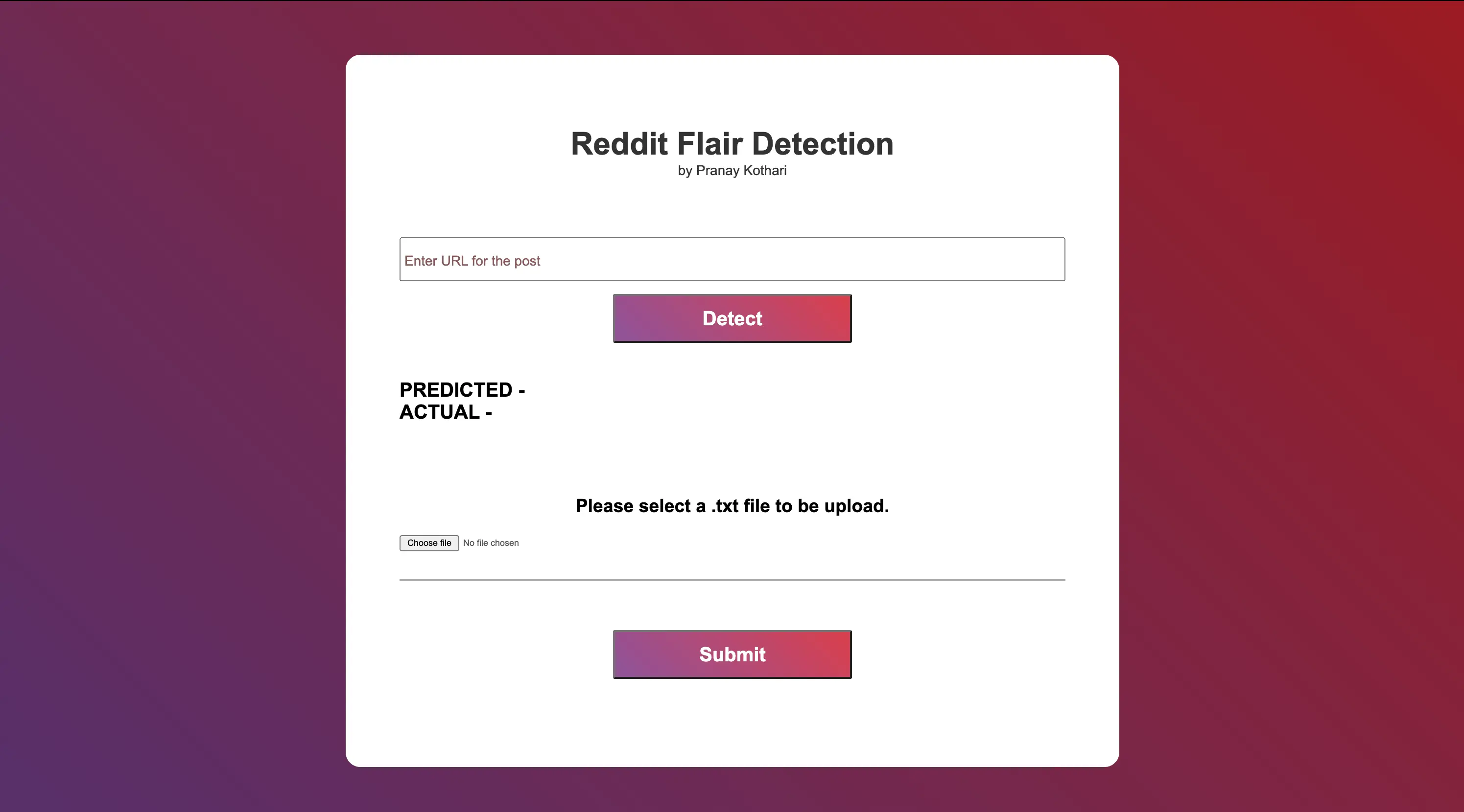 Reddit Flair Detector